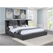 Pemberly Row Upholstered Fabric California King Panel Platform Bed in Gray