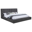 Pemberly Row Upholstered Fabric California King Panel Platform Bed in Gray