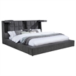 Pemberly Row Upholstered Fabric California King Panel Platform Bed in Gray