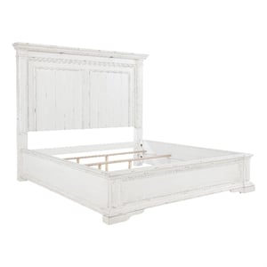 Pemberly Row California King LED Light Panel Bed in Vintage White