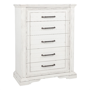 Pemberly Row 5-Drawer Traditional Bedroom Chest in Vintage White