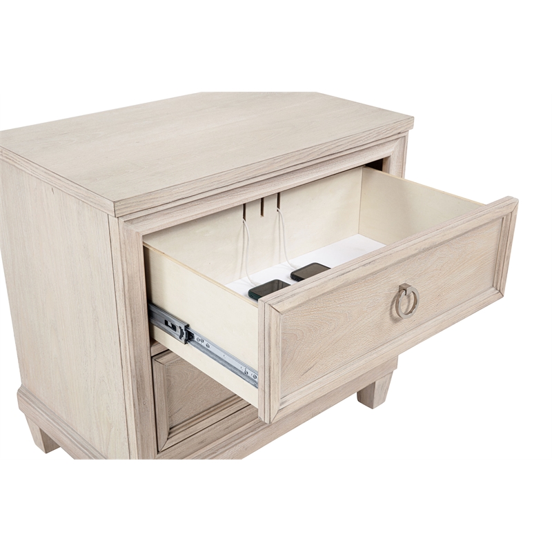 Pemberly Row 4-Piece Eastern King Bedroom Set in Washed Oak Brown
