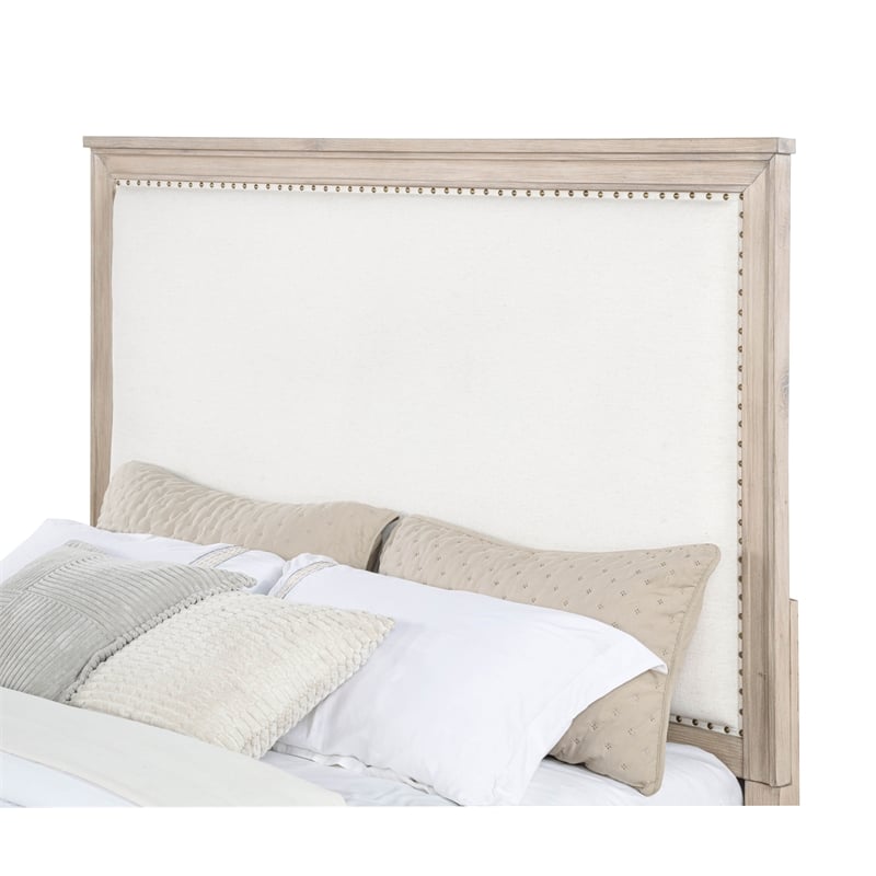 Pemberly Row 4-Piece Coastal Queen Bedroom Set in Washed Oak Brown