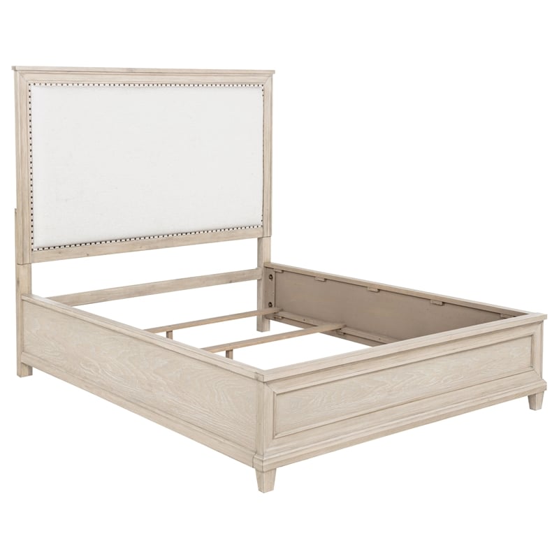 Pemberly Row 4-Piece Coastal Queen Bedroom Set in Washed Oak Brown