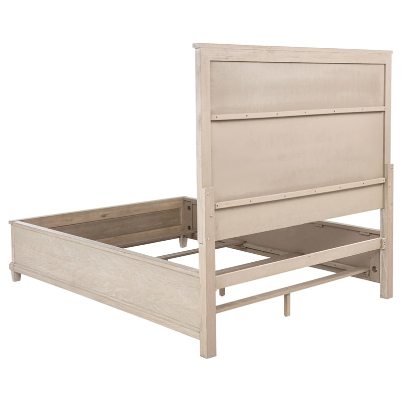 Pemberly Row 4-Piece Coastal Queen Bedroom Set in Washed Oak Brown