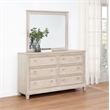 Pemberly Row 6-Drawer Bedroom Dresser with Mirror in Washed Oak Brown