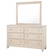 Pemberly Row 6-Drawer Bedroom Dresser with Mirror in Washed Oak Brown