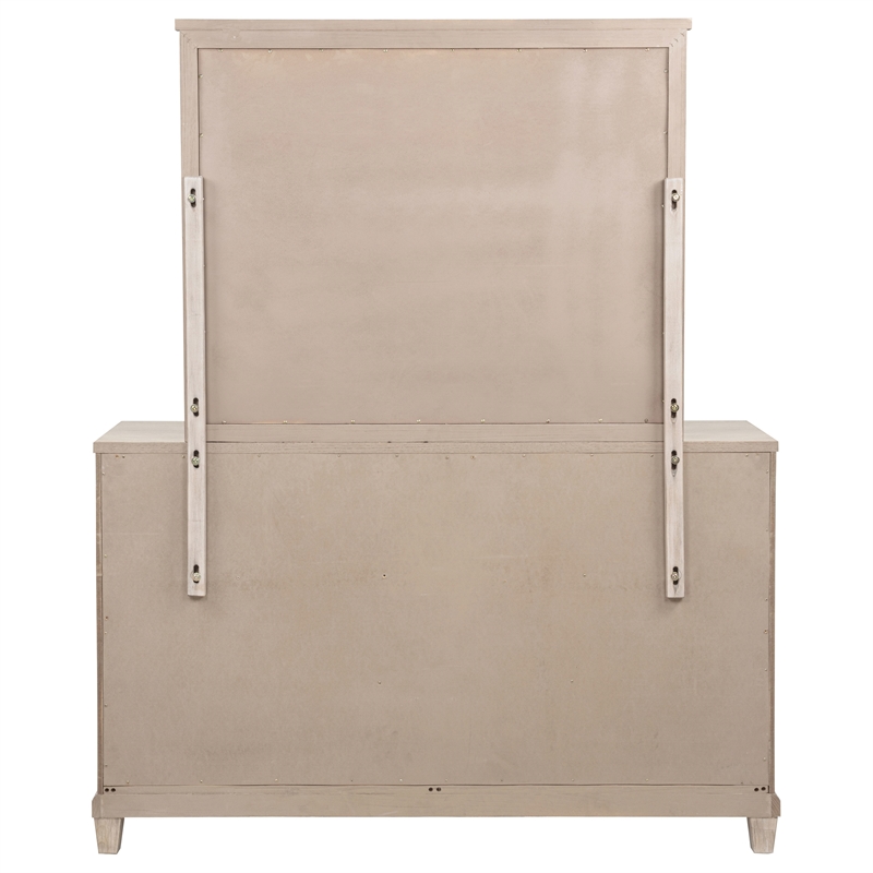 Pemberly Row 6-Drawer Bedroom Dresser with Mirror in Washed Oak Brown