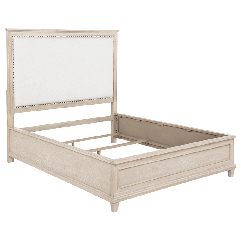 Pemberly Row 5-Piece Coastal Queen Bedroom Set in Washed Oak Brown