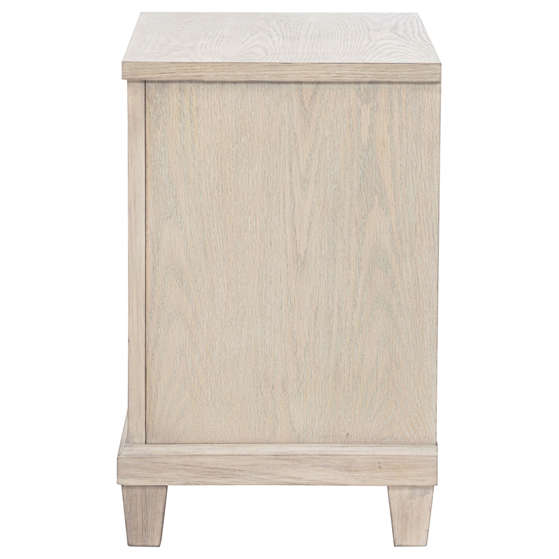 Pemberly Row 2-Drawer Coastal Nightstand Bedside Table in Washed Oak
