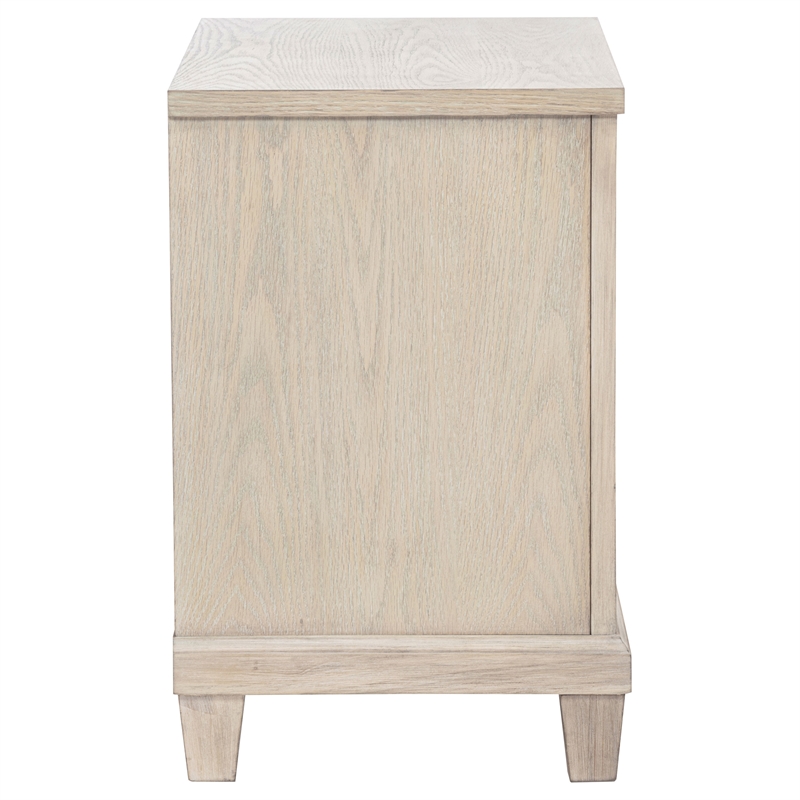 Pemberly Row 2-Drawer Coastal Nightstand Bedside Table in Washed Oak