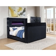 Pemberly Row Fabric Eastern King Flame Visualizer Wingback TV Bed in Black