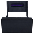 Pemberly Row Fabric Eastern King Flame Visualizer Wingback TV Bed in Black