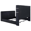 Pemberly Row Fabric Eastern King Flame Visualizer Wingback TV Bed in Black