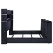 Pemberly Row Fabric Eastern King Flame Visualizer Wingback TV Bed in Black
