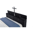 Pemberly Row Fabric Eastern King Flame Visualizer Wingback TV Bed in Black
