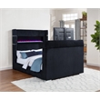 Pemberly Row Fabric California King Flame Visualizer TV Bed in Black