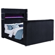 Pemberly Row Fabric California King Flame Visualizer TV Bed in Black