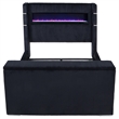 Pemberly Row Fabric California King Flame Visualizer TV Bed in Black