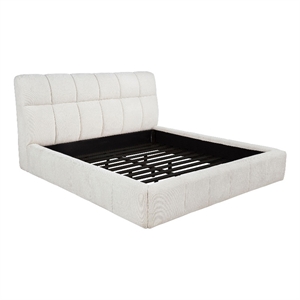 Pemberly Row 48&quot Upholstered Fabric Eastern King Platform Bed in Cream