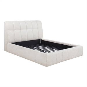 Pemberly Row 48&quot Upholstered Fabric Queen Panel Platform Bed in Cream
