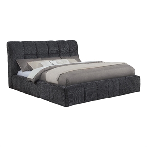 Pemberly Row 48&quot Upholstered Fabric California King Platform Bed in Gray
