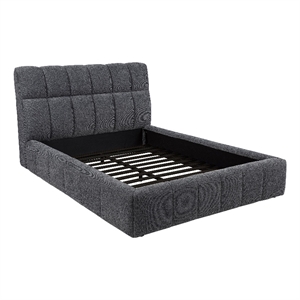 Pemberly Row 48&quot Upholstered Fabric Queen Panel Platform Bed in Gray
