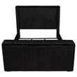Pemberly Row Upholstered Velvet Eastern King Wingback TV Bed in Black