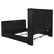 Pemberly Row Upholstered Velvet Eastern King Wingback TV Bed in Black