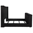 Pemberly Row Upholstered Velvet Eastern King Wingback TV Bed in Black