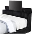Pemberly Row Upholstered Velvet Eastern King Wingback TV Bed in Black