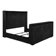Pemberly Row Upholstered Velvet Eastern King Wingback TV Bed in Black