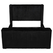 Pemberly Row Upholstered Velvet California King Wingback TV Bed in Black