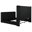 Pemberly Row Upholstered Velvet California King Wingback TV Bed in Black