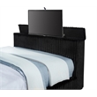 Pemberly Row Upholstered Velvet California King Wingback TV Bed in Black