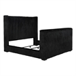 Pemberly Row Upholstered Velvet California King Wingback TV Bed in Black
