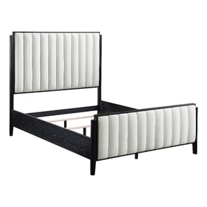 Pemberly Row 60-Inch Upholstered Eastern King Bed in Black Wood Grain