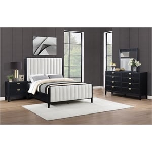 Pemberly Row 4-Piece Upholstered Eastern King Bedroom Set in Black