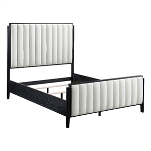 Pemberly Row 60-Inch Upholstered Queen Bed in Black Wood Grain