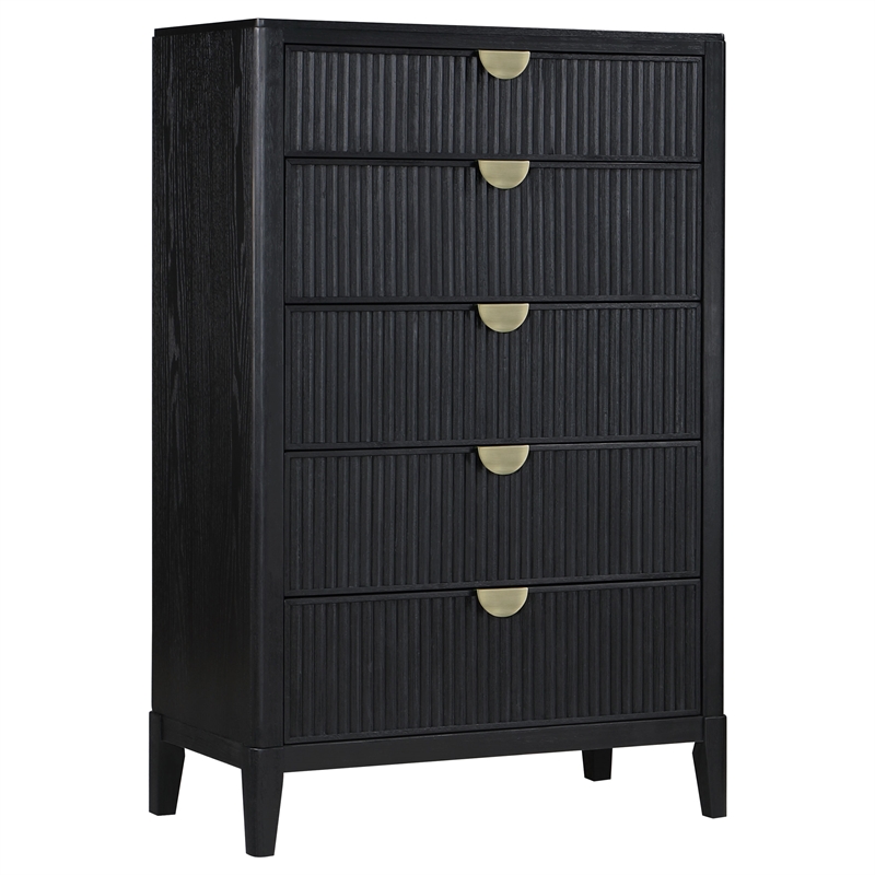 Pemberly Row 5-Piece Modern Upholstered Queen Bedroom Set in Black