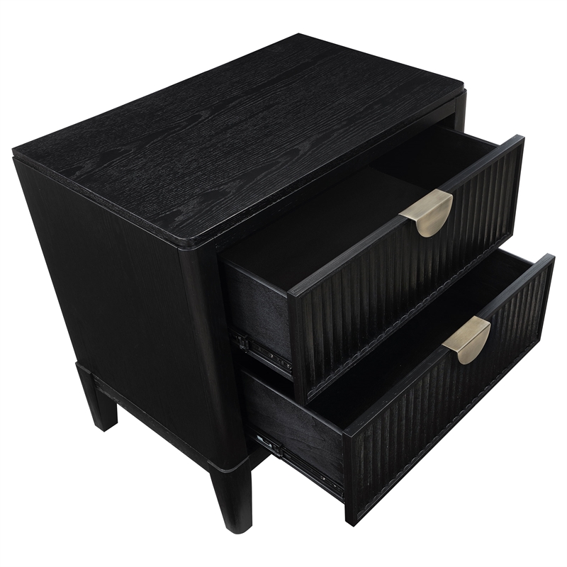 Pemberly Row 4-Piece Wire-Brushed Eastern King Bedroom Set in Black