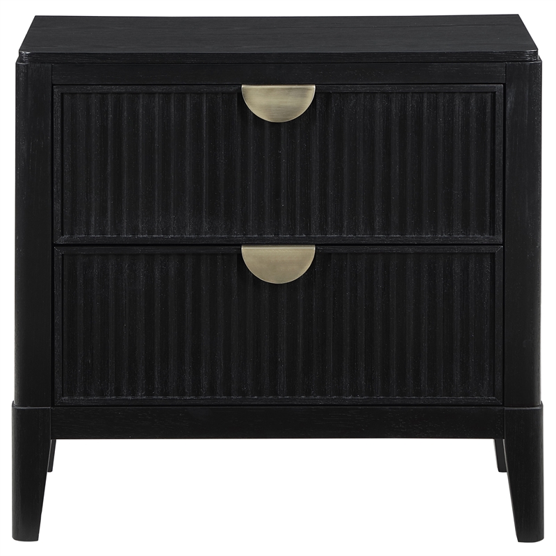 Pemberly Row 4-Piece Wire-Brushed Eastern King Bedroom Set in Black