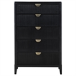 Pemberly Row 5-Drawer Wire-Brushed Fluted Bedroom Chest in Black