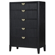 Pemberly Row 5-Drawer Wire-Brushed Fluted Bedroom Chest in Black