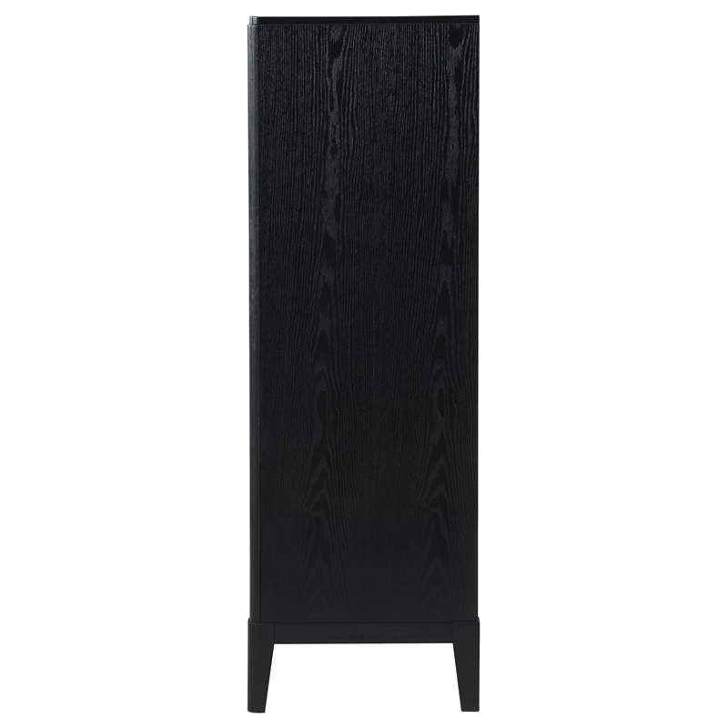 Pemberly Row 5-Drawer Wire-Brushed Fluted Bedroom Chest in Black