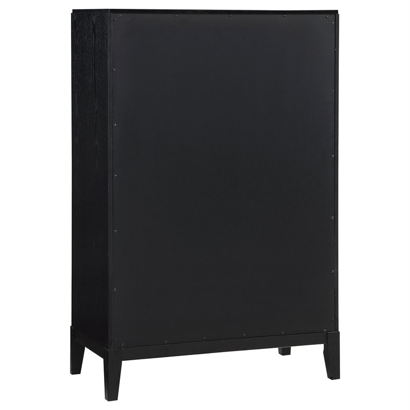 Pemberly Row 5-Drawer Wire-Brushed Fluted Bedroom Chest in Black