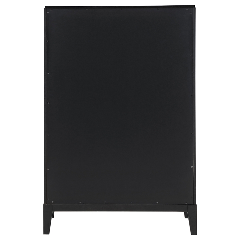 Pemberly Row 5-Drawer Wire-Brushed Fluted Bedroom Chest in Black