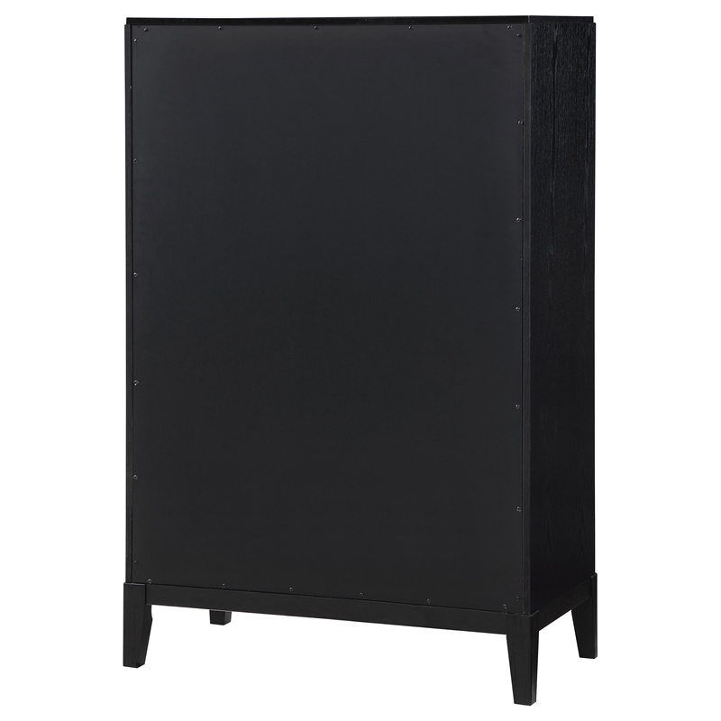 Pemberly Row 5-Drawer Wire-Brushed Fluted Bedroom Chest in Black