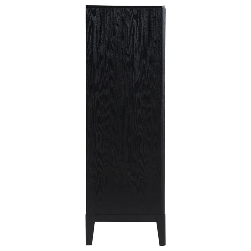 Pemberly Row 5-Drawer Wire-Brushed Fluted Bedroom Chest in Black