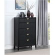 Pemberly Row 5-Drawer Wire-Brushed Fluted Bedroom Chest in Black